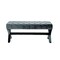 Bryoni Linen/Velvet Button Tufted Silver Nailhead Trim X-Leg Bench